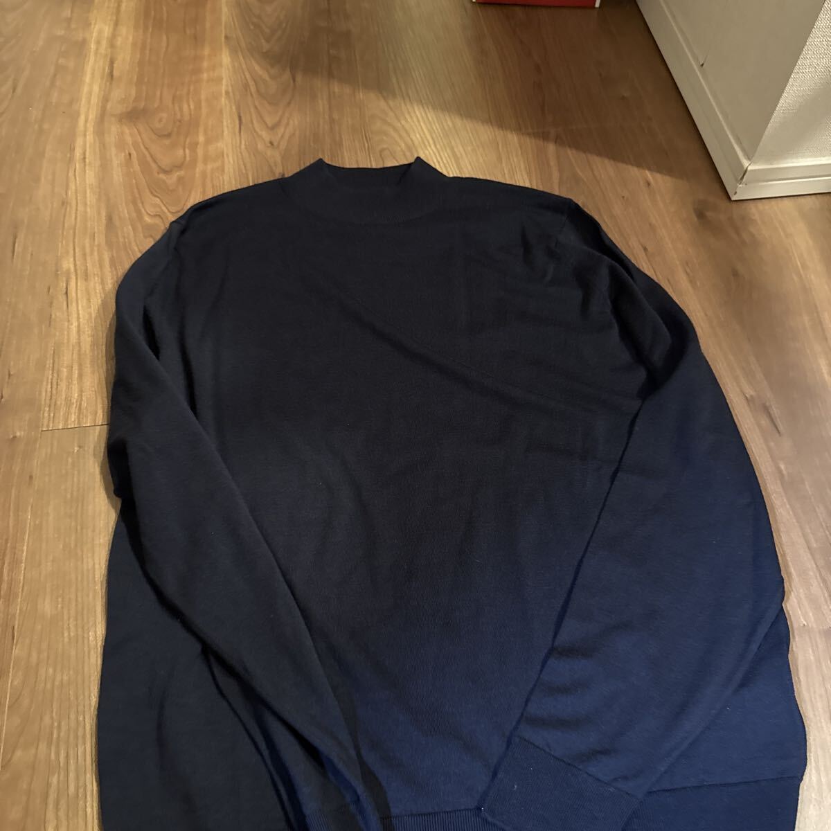 新品未使用 JOHN SMEDLEY ジョンスメドレー ウール 30ゲージ KILDAYモックネック長袖ニット ネイビー 30G MODERN FIT サイズM拍卖