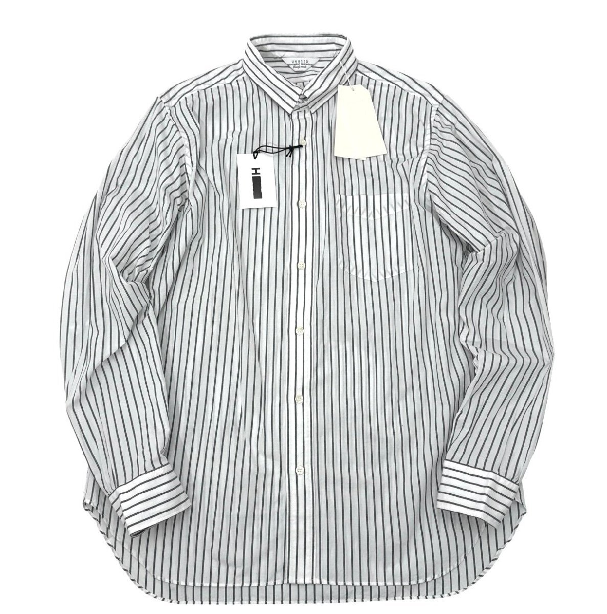 【タグ付き・新品・定価31,900円】UNUSED STRIPE SHIRT size2 GRAY STRIPE US1882-C210S2 アンユーズド ストライプ シャツ拍卖