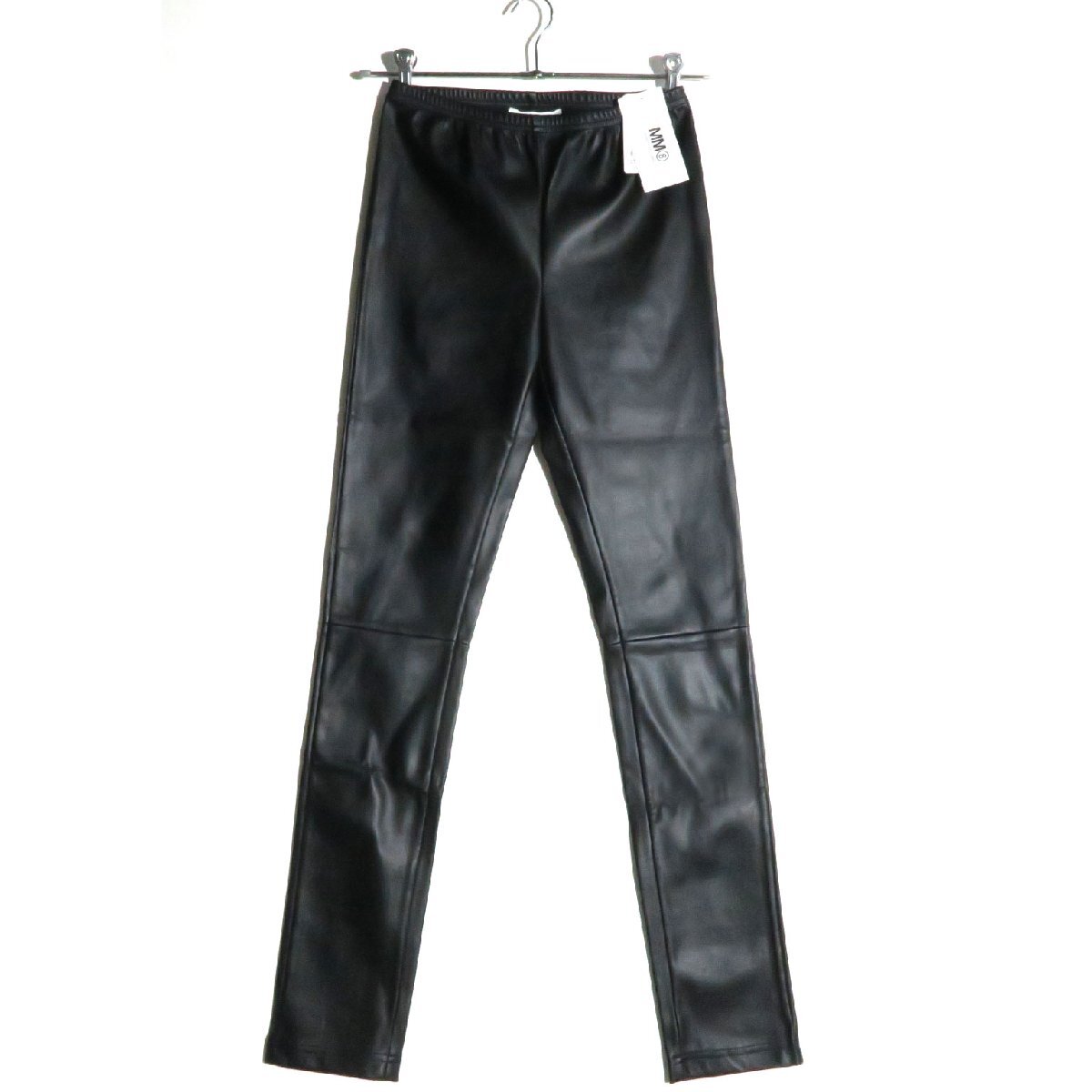 【タグ付・定価37,400円】MM6 Maison Margiela Fake leather slim pants フェイクレザー レギンス BLACK size40 S52KA0327拍卖