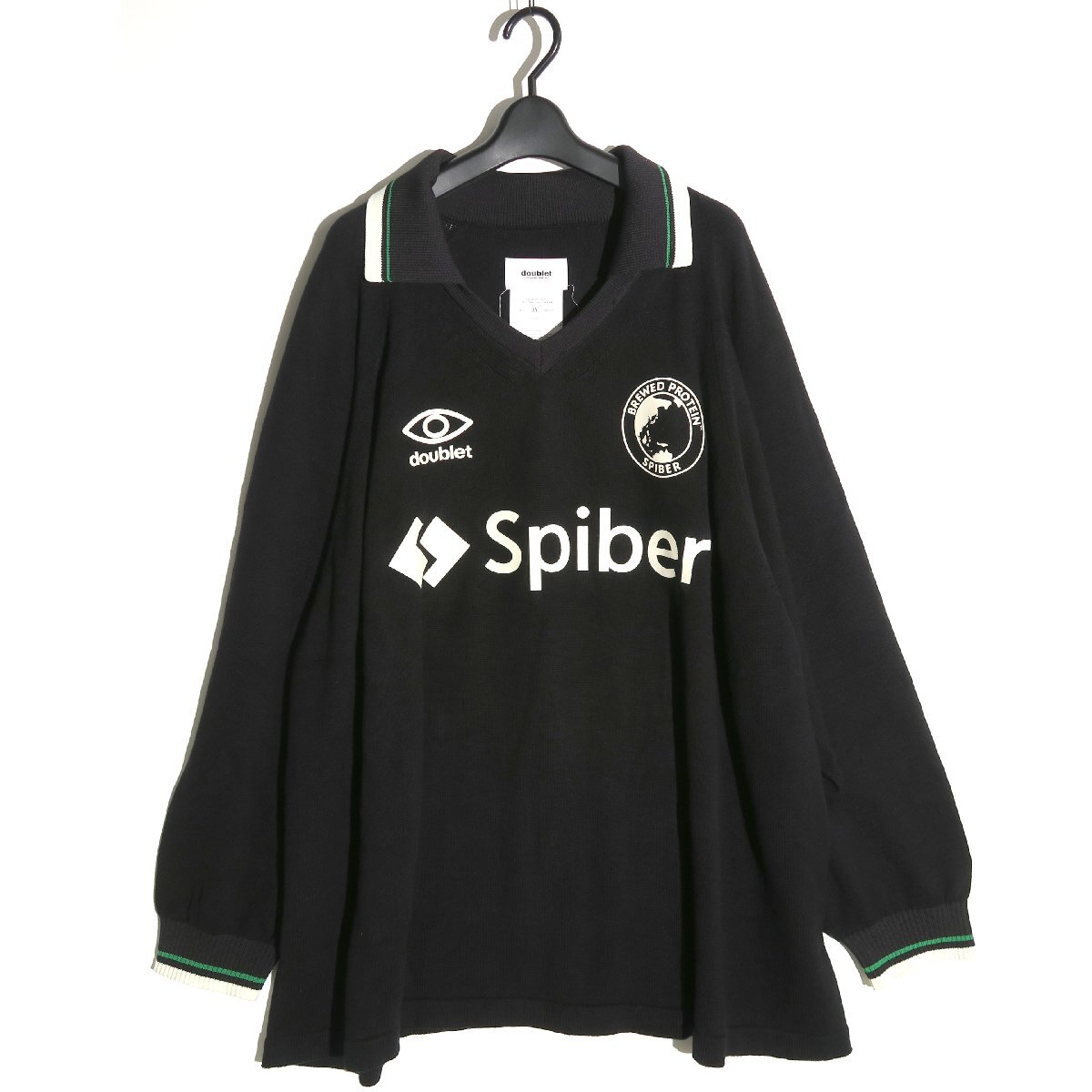 25SS doublet TEAM SPIBER FOOTBALL KNITWEAR 定価63,800円 フリーサイズ BLACK 25SS54KN183 ダブレット フットボール ニット拍卖