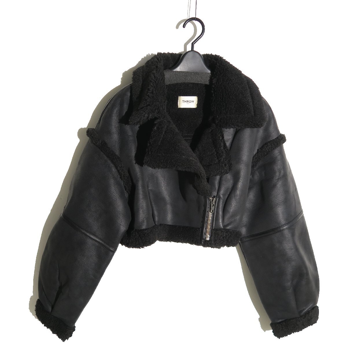 THROW F/MOUTON CROP JK ジャケット 定価20,900円 フリーサイズ ブラック 030FA030-0750 THROW by SLY スロー バイ スライ拍卖
