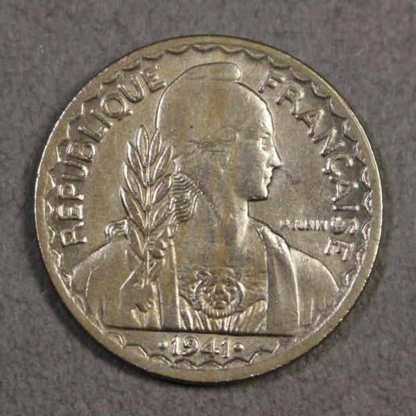 フランス領 インドシナ 1941年〔 20セント硬貨 〕マリアンヌ 稲 t0251拍卖