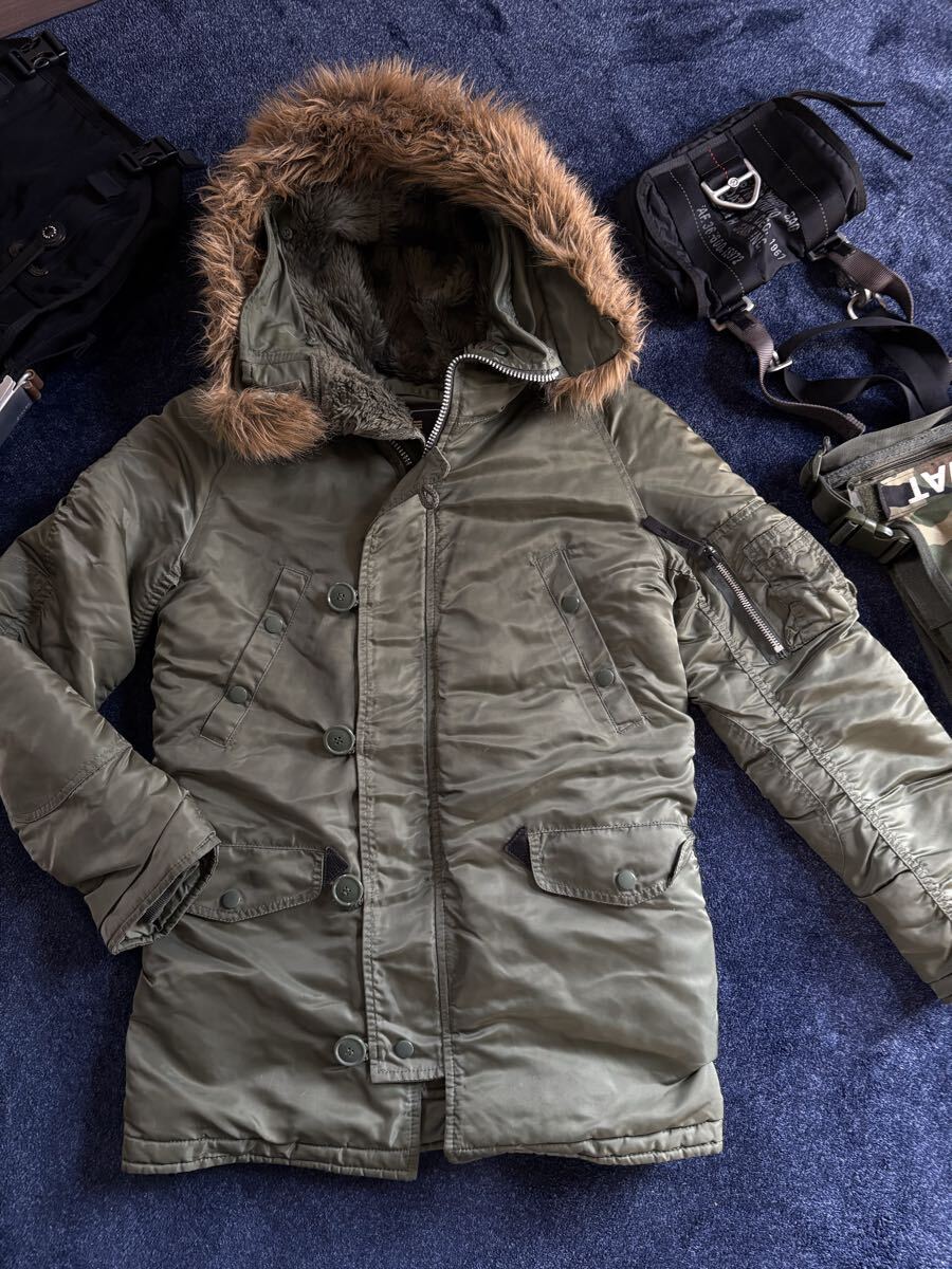 美品 定価36,300円 レディース タイトフィット ALPHA INDUSTRIES アルファ N-3B ミリタリージャケット sizeM セージグリーン 稀少アイテム拍卖