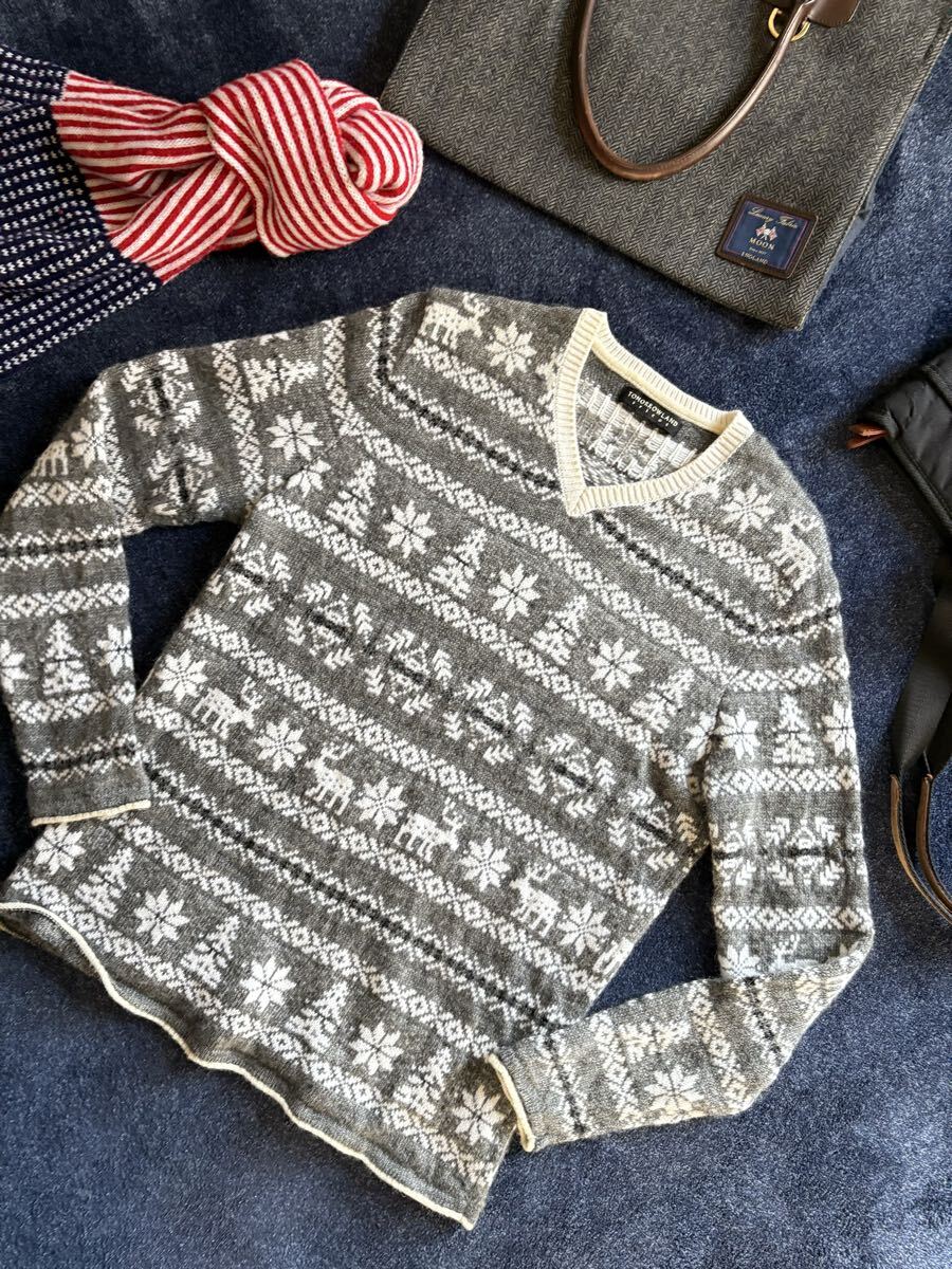 超美品 定価28,600円 日本製 TOMORROWLAND tricot トゥモローランド 北欧風 ウール&モヘア素材 ロールデザイン Vネック セーター size拍卖