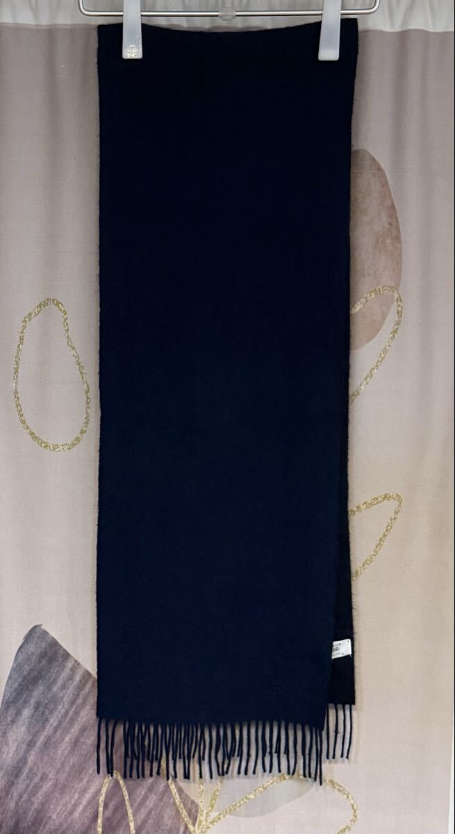 ポールスミス カシミヤ100% リバーシブルマフラー ネイビー拍卖