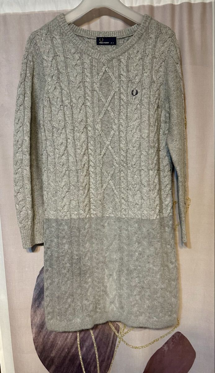 フレッドペリー アンゴラ ケーブルニット ドレス グレー拍卖