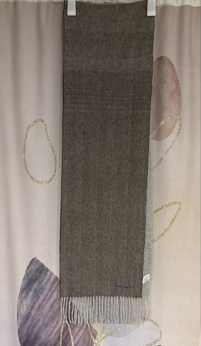 ポールスミス カシミヤ100% ヘリンボーン グラデーション マフラー拍卖