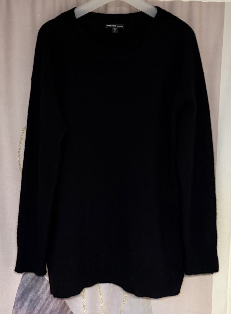 ジェームス パース カシミヤ100% クルーネックニット ブラック拍卖