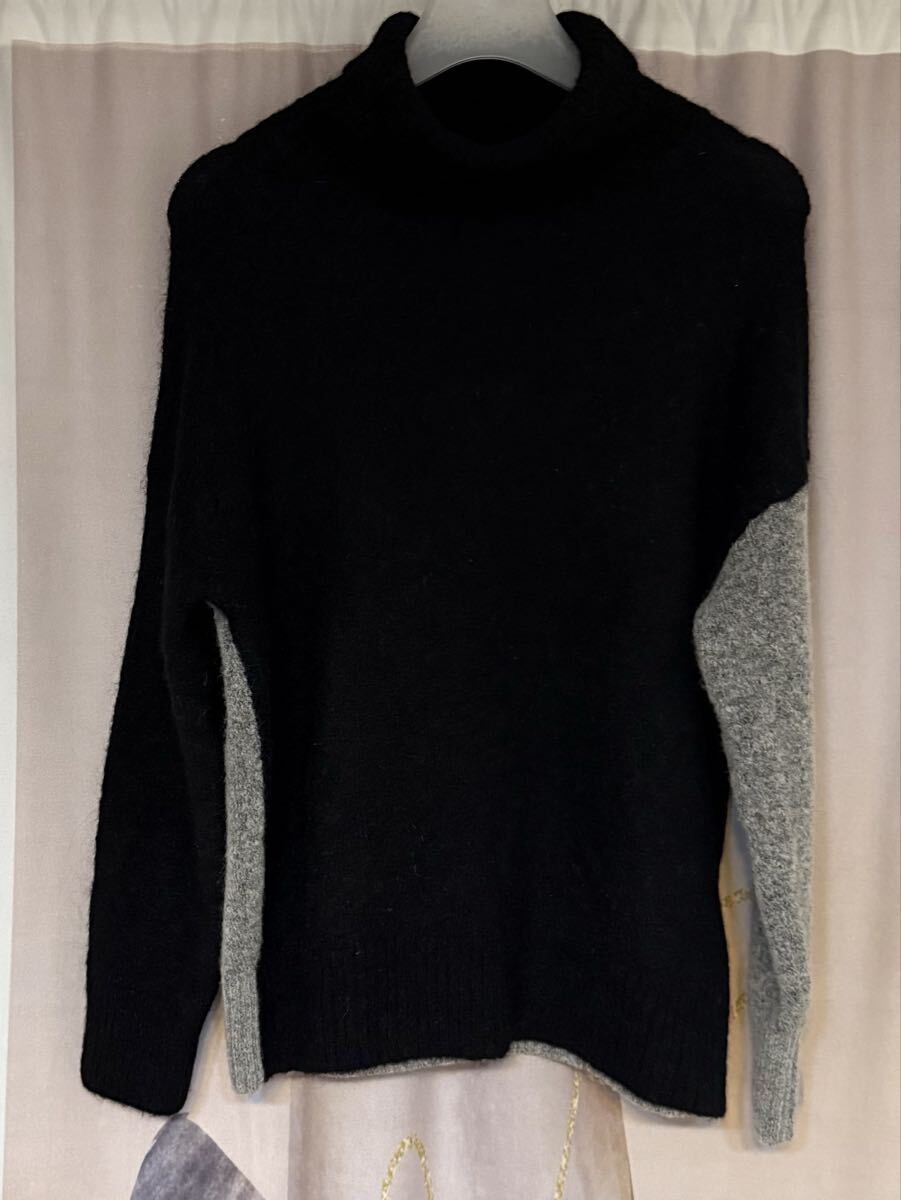 ノップドゥノッド ウールモヘヤ バイカラー プルオーバー タートルネックニット拍卖