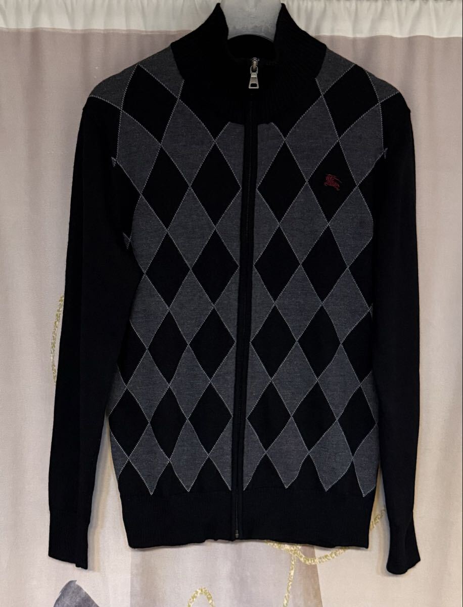バーバリー ブラックレーベル 羊毛100% アーガイル ドライバーズニット拍卖