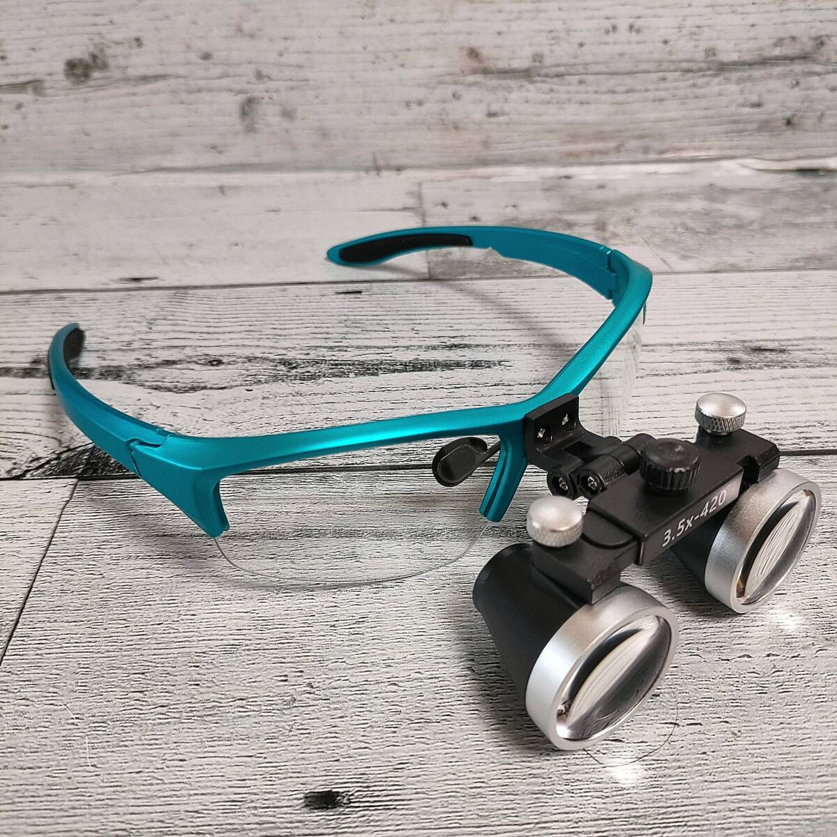 ブルー 歯科 デンタル ヘッド ルーペ 倍率3.5 双眼 拡大鏡 メガネ 角度調整可能 DIY 手作業 修理 軽量拍卖