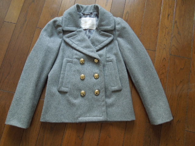 COACH Pコート グレー レディース コート 7号~9号 ロゴ ボタン コーチ ハーフコート ショートコート ピーコート 拍卖