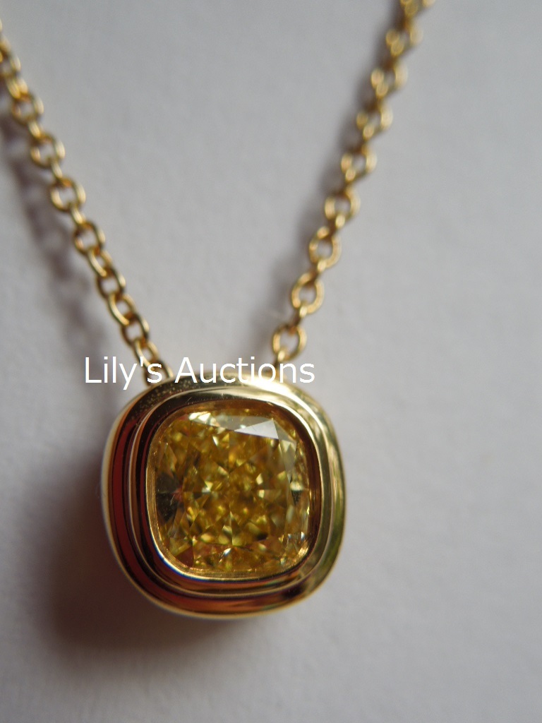 0.60ct FIY VS1 ティファニー ナチュラル イエローダイヤモンド 一粒 ネックレス ソリテール ペンダント 鑑定書付 TIFFANY 天然 インテンス拍卖