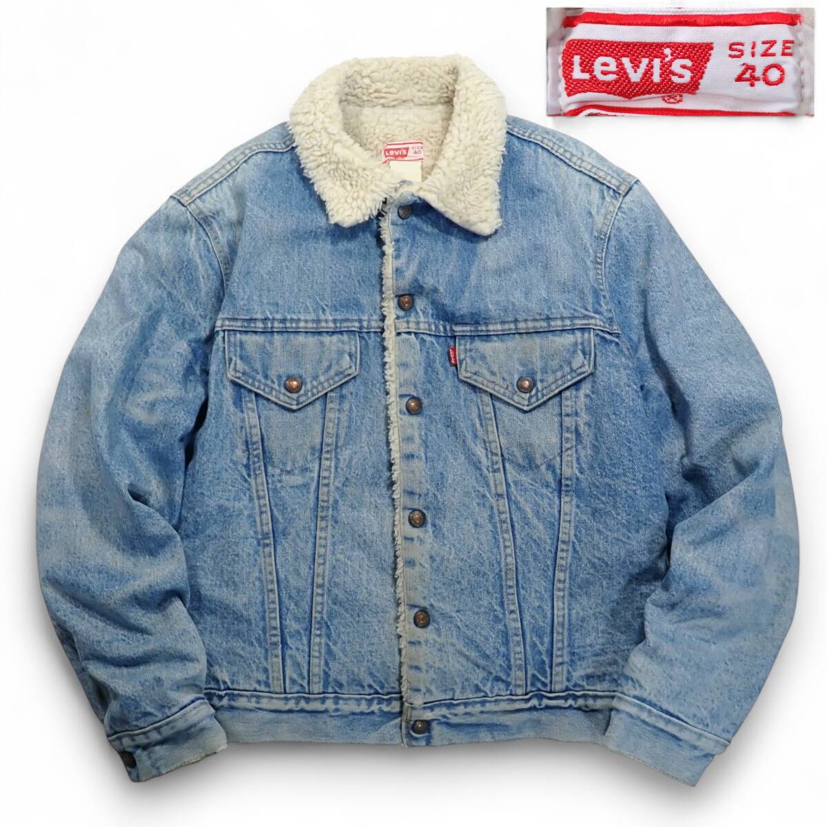 Levi's USA製70-80sビンテージ デニムトラッカージャケット40●70605裏ボアスナップボタン Gジャン ジージャン リーバイス●洗濯済古着7171拍卖
