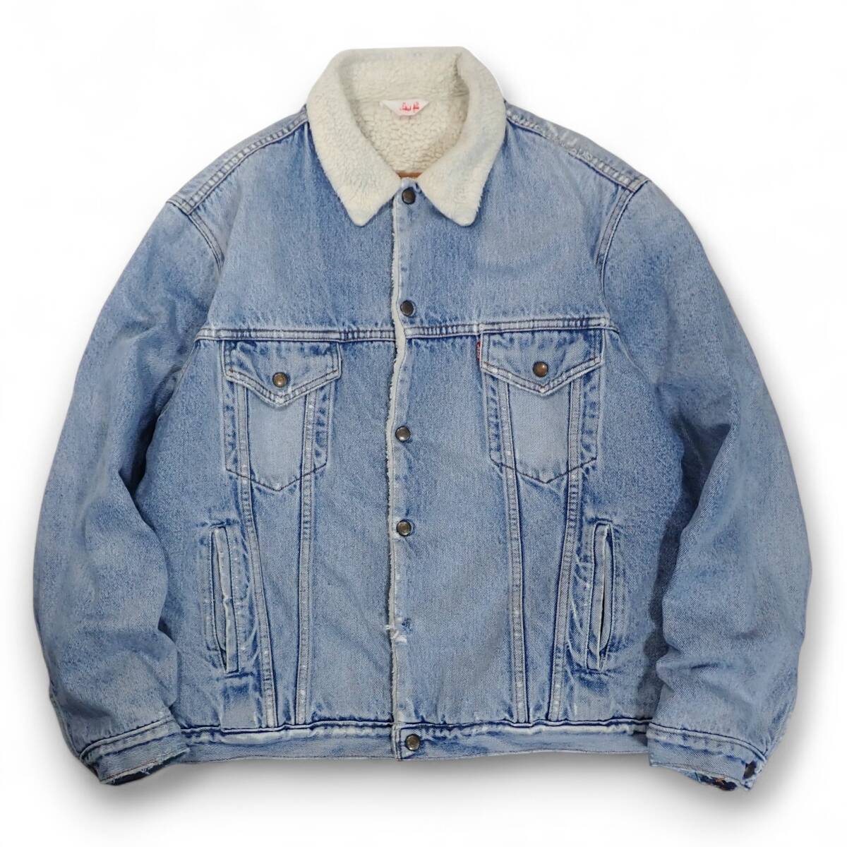 Levi's 80sビンテージ 裏ボア デニムトラッカージャケット L●スナップボタン70608ジージャンGリーバイス3rd ユーロ●洗濯プレス済古着7175拍卖