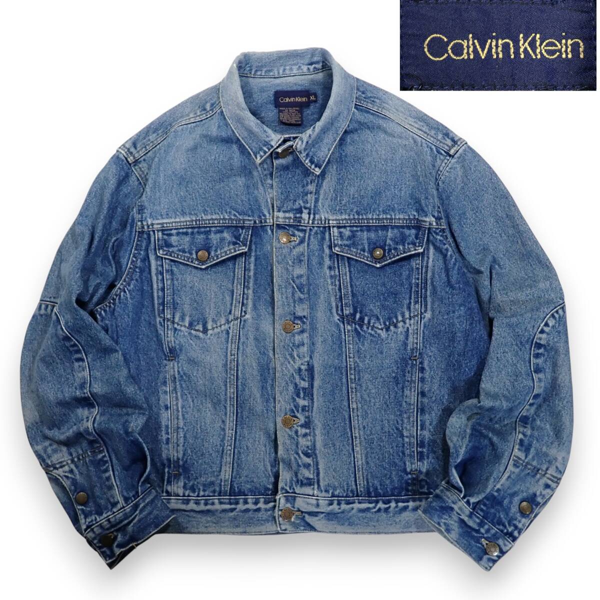 Calvin Kleinファーストライン デニム トラッカージャケット XL●ジージャン Gジャン カルバンクライン●洗濯プレス済古着7232拍卖