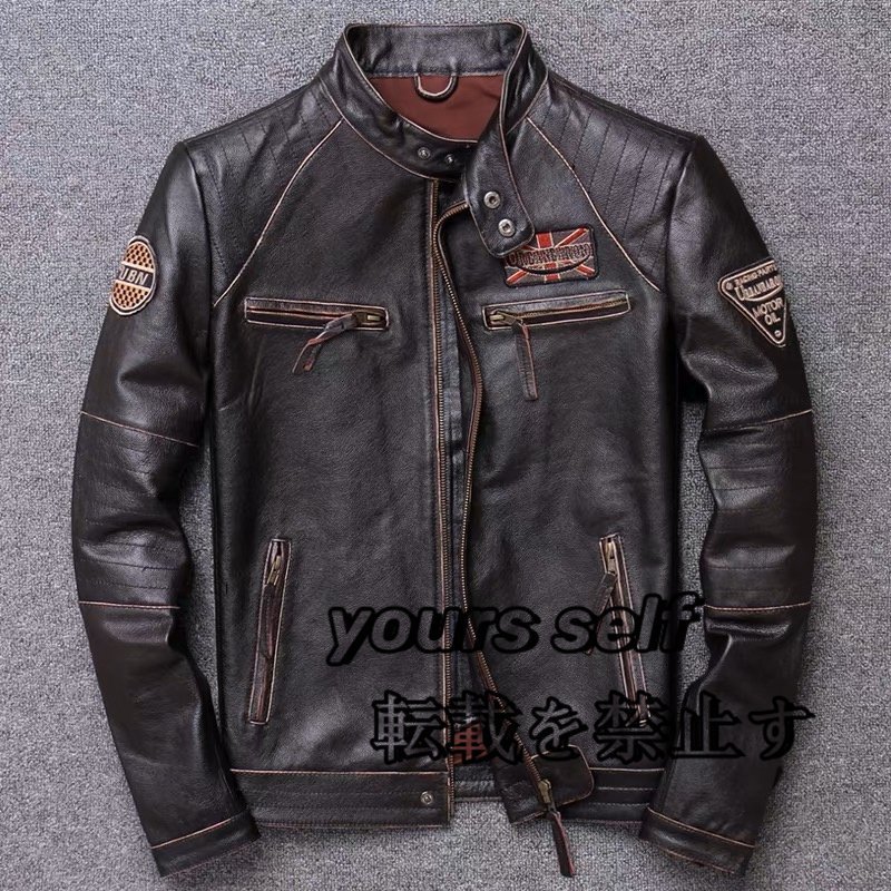 品質保証 ★上質な牛革 本革★メンズ レザー ジャケット ライダース 革ジャン サイズ選択可拍卖