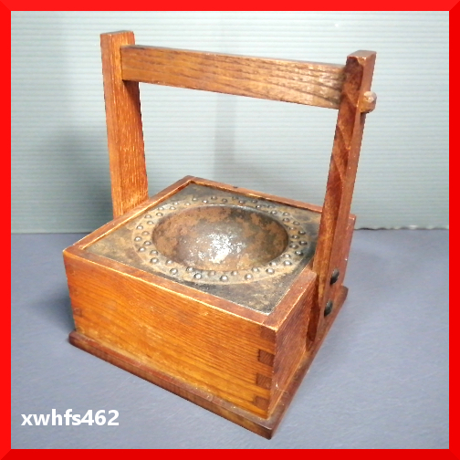 即決 南部鉄器 岩鋳 木製 手提げ 煙草盆 灰皿 年代物 和風 昭和 レトロ 古民具 アンティーク 喫煙 タバコ コレクション インテリア zak拍卖