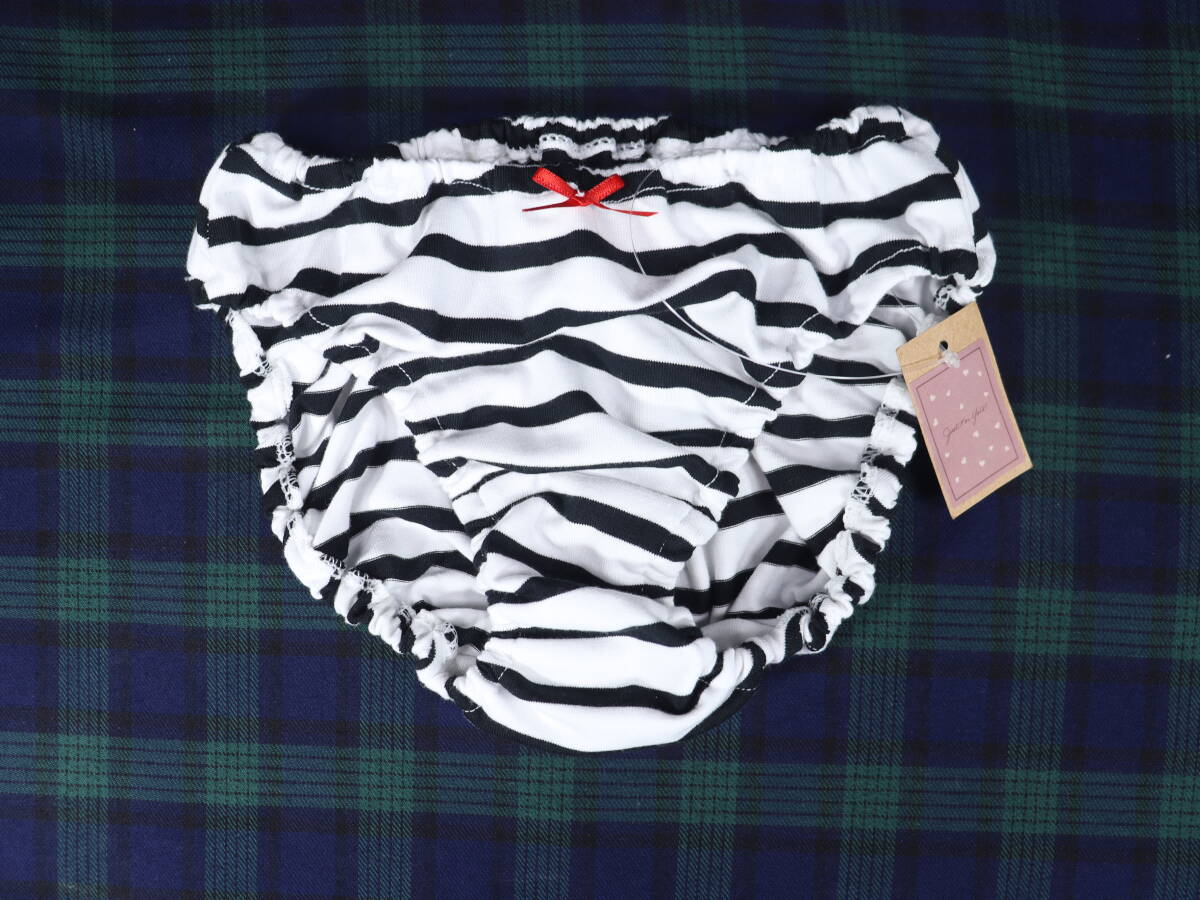PG0056 昭和レトロ インゴムショーツ Lサイズ 黒ボーダー柄 2WAY伸縮 ベア天竺 綿混素材拍卖
