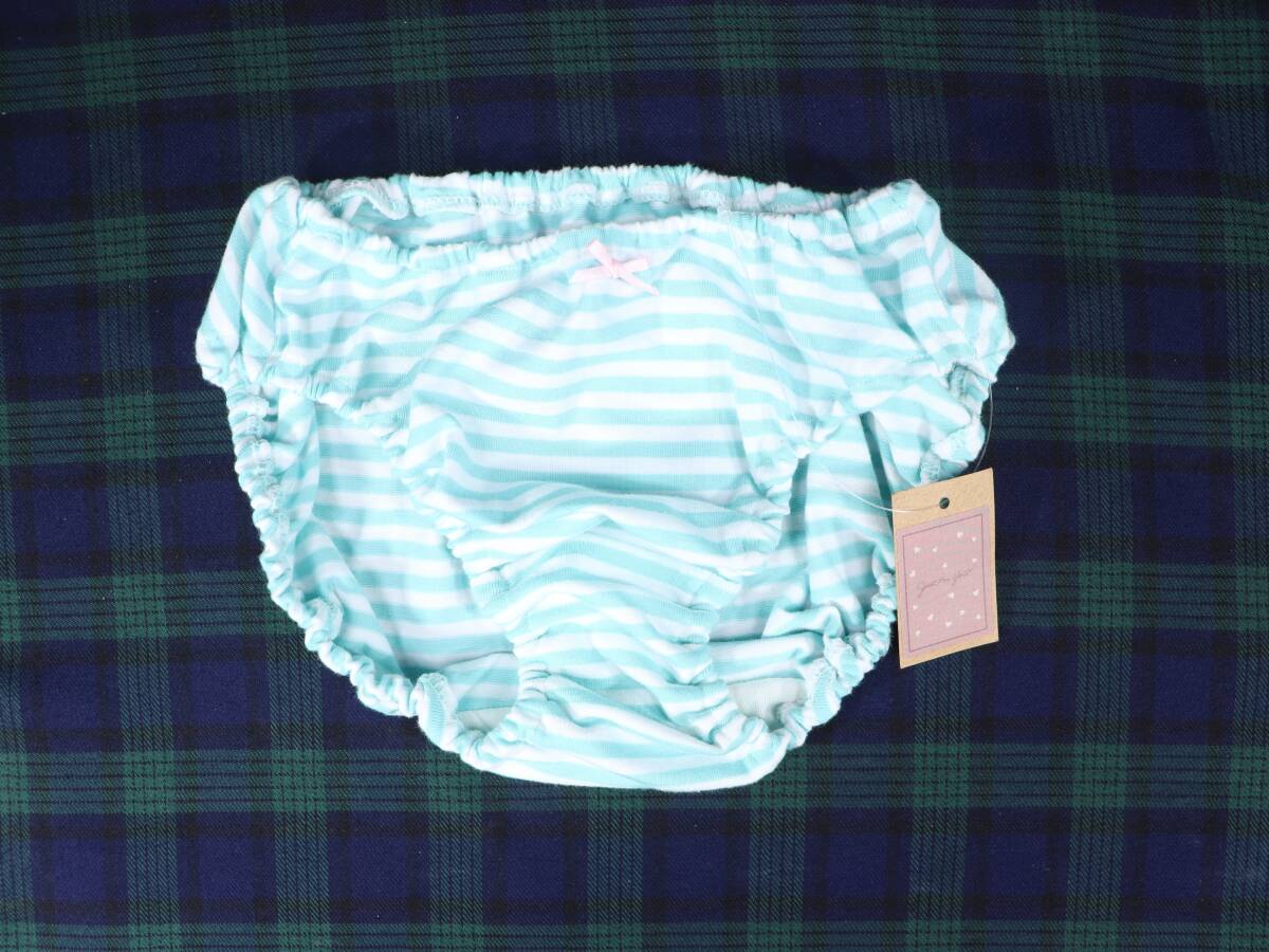 PG0063 昭和レトロ インゴムショーツ Lサイズ パステルブルーボーダー柄 2WAY伸縮 ベア天竺 綿混素材拍卖