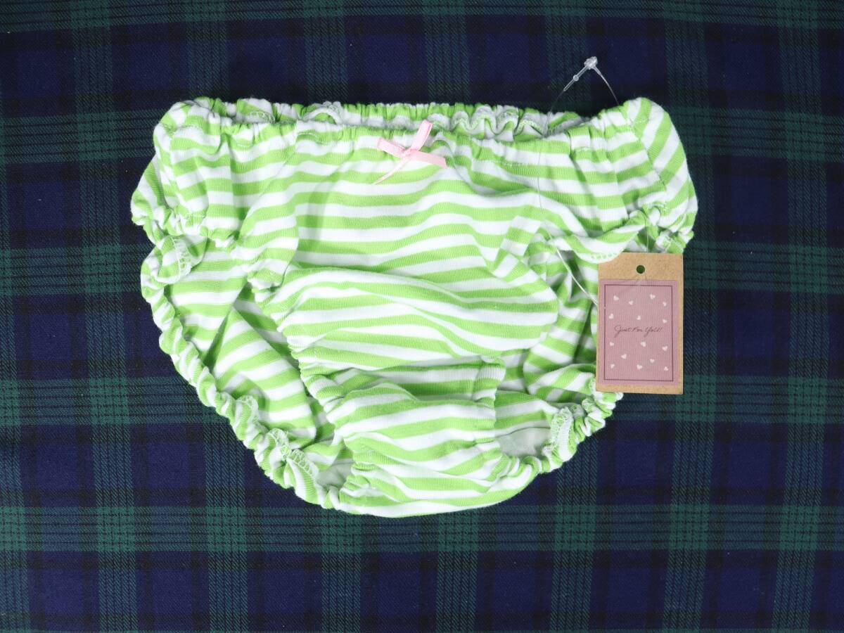 PG0065 昭和レトロ インゴムショーツ Lサイズ パステルグリーンボーダー柄 2WAY伸縮 ベア天竺 綿混素材拍卖