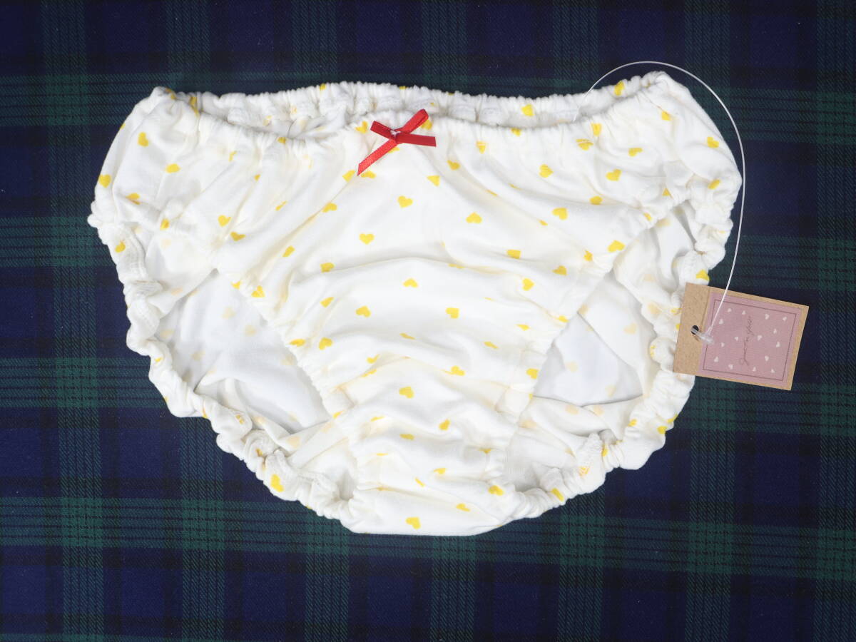PC0046 昭和レトロ インゴムショーツ Mサイズ イエローハート柄 なめらかモチモチ触感 2WAY伸縮 ベア天竺拍卖