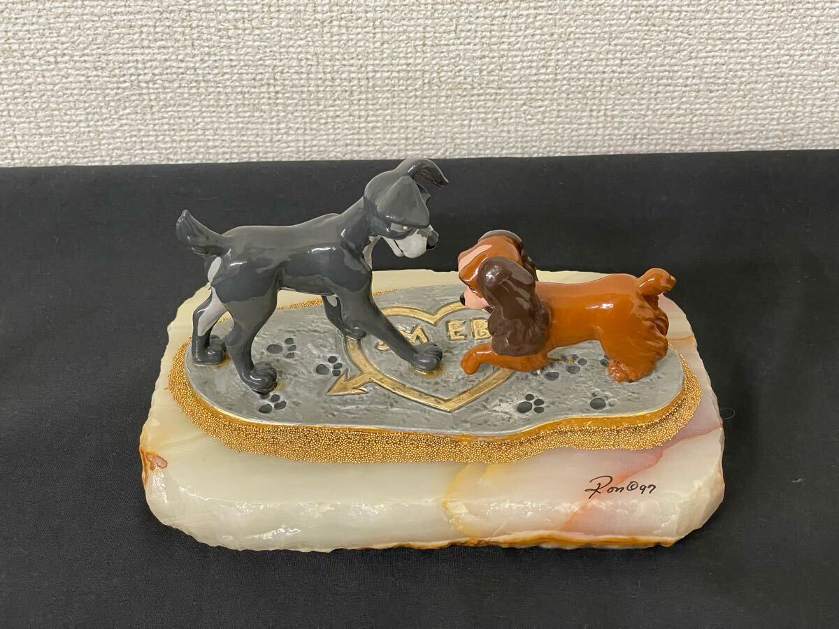 わんわん物語 750個限定 レディ&トランプ ロン・リー Ron Lee 天然石 スカラプチャー フィギュア 向かい合う ディズニー フィギュアリン拍卖