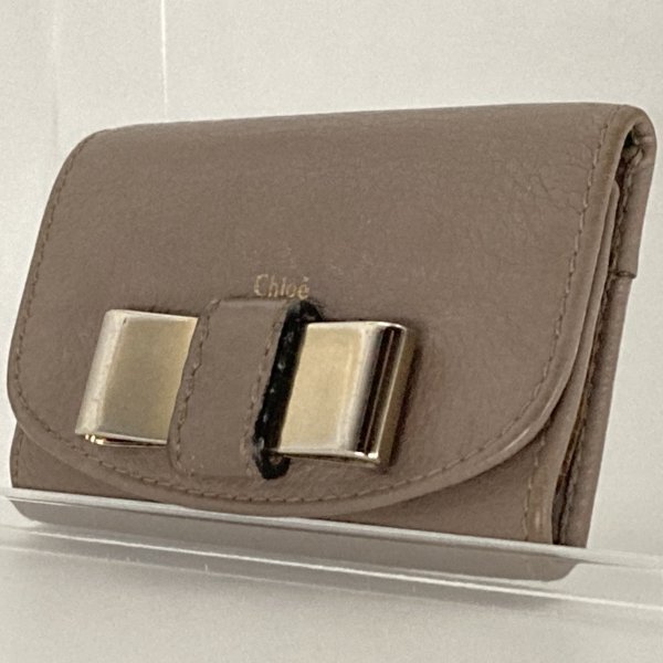 Chloe クロエ リボン 6連キーケース レザー ベージュ系 ファッション拍卖