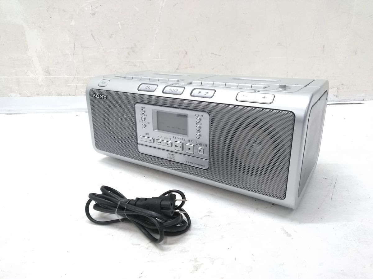 ●動作品 SONY ソニー CDダブルカセットレコーダー CDラジカセ CFD-W77 ダブルカセットデッキ 2019年製 1030-318A @100●拍卖
