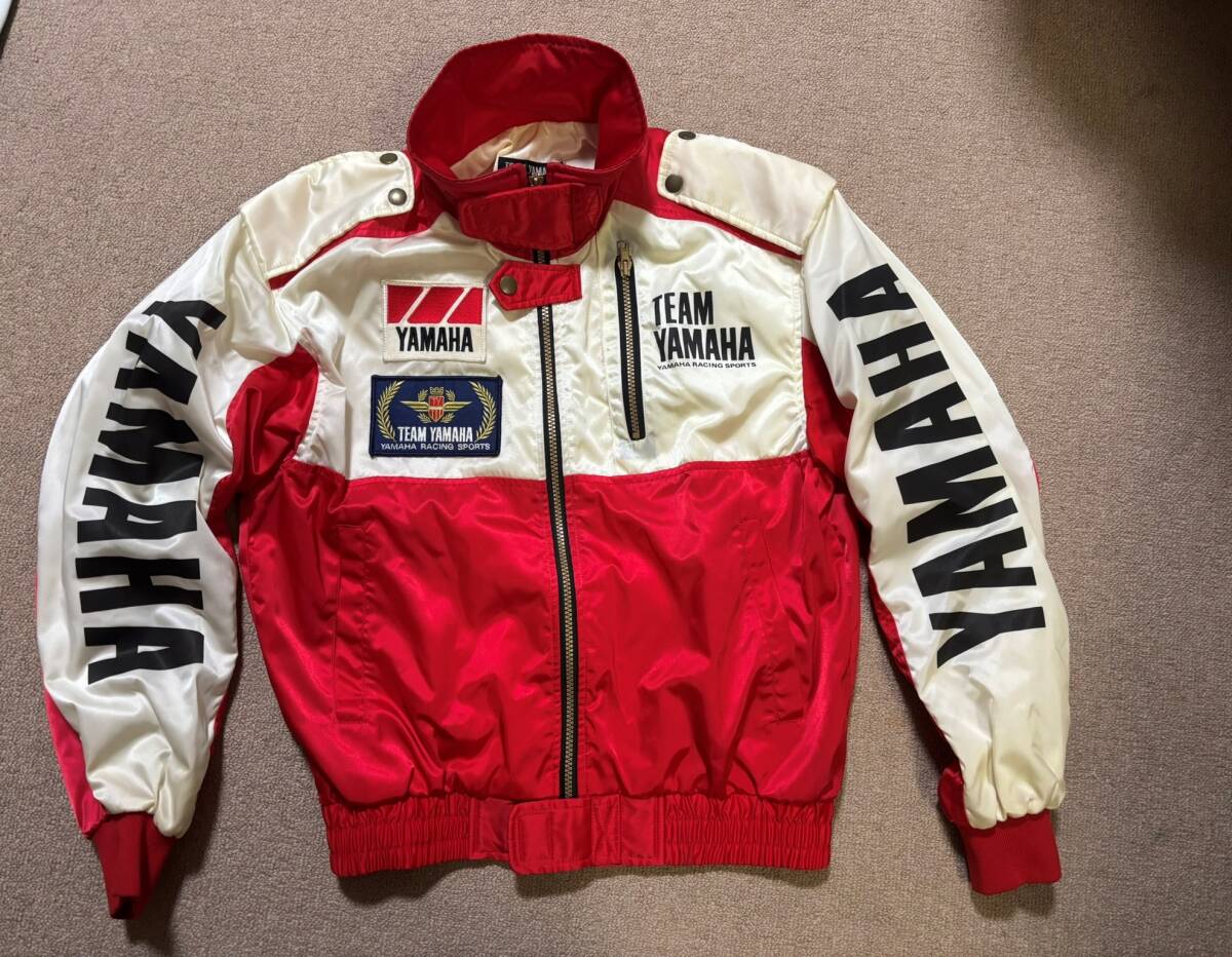 ビンテージ TEAM YAMAHA RACING SPORTS チームヤマハ ヤマハ レーシングチーム ジャケット ジャンパー 当時物 M 赤 白 レッド ホワイト/QH拍卖