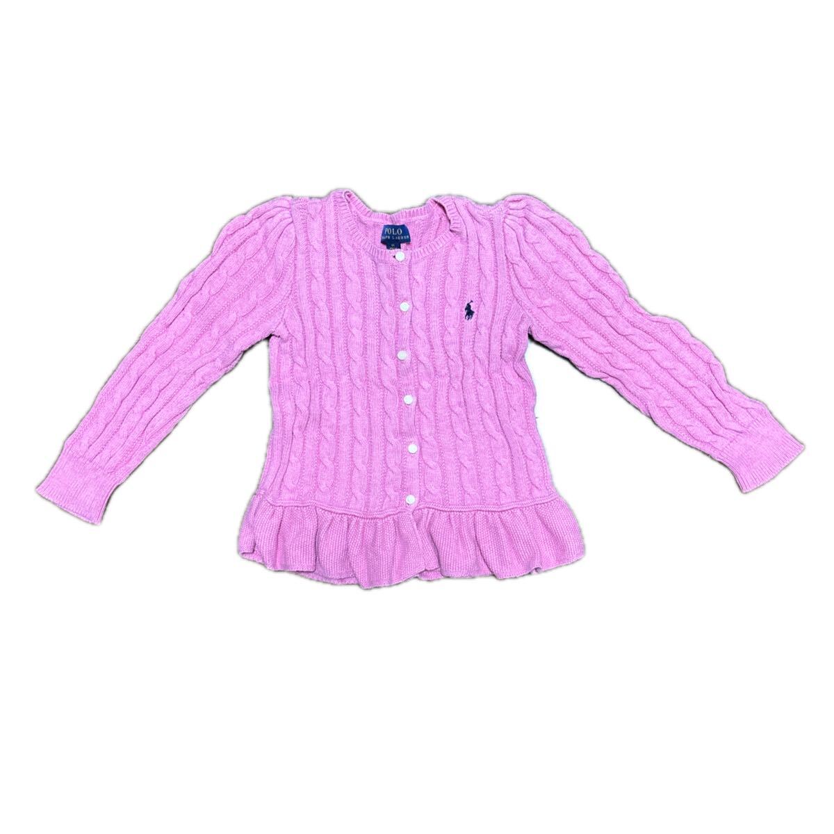 ラルフローレン ペプラム カーディガン ピンク 6X キッズ拍卖