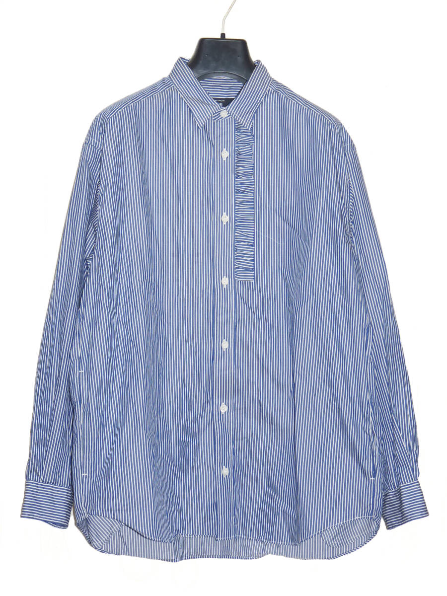 25SS COMME des GARCONS HOMME コムデギャルソン オム HO-B006 綿 ストライプ ギャザー シャツ S フリル拍卖