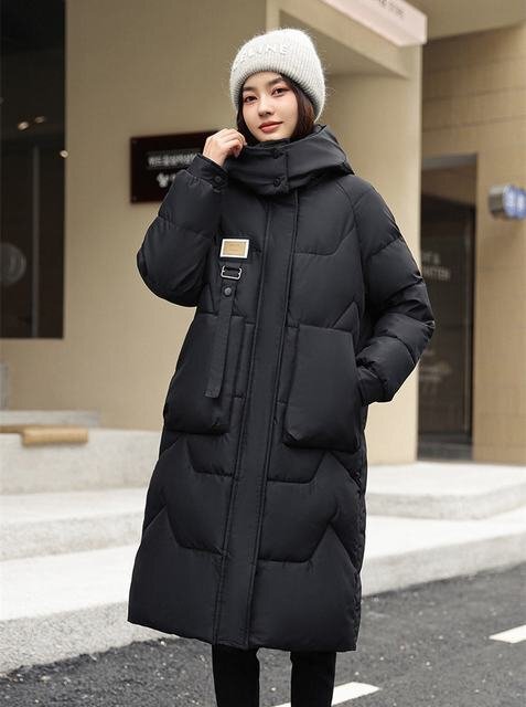 ベンチコート ダウンコート レディース ロングコート 中綿コート ロング丈 軽い 秋冬 厚手 アウター 防寒 暖かい ブラック 3XL拍卖
