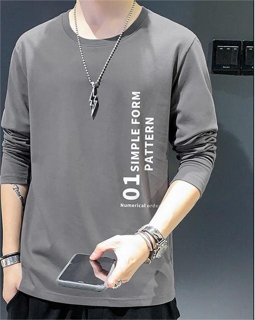 長袖tシャツ ロンT メンズ ロングTシャツ 長袖 シンプル 英字柄 スポーツ 綿 おしゃれ 男性用 グレー L拍卖