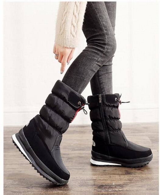 スノーブーツ レディース 無地 防水 大きいサイズ ウインターブーツ 軽量 防寒 雪道 防滑 ミドルブーツ スノーシューズ 25.5cm拍卖