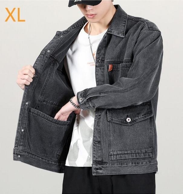 メンズGジャン デニムジャケット メンズ アウター ライダースジャケット メンズトップス 春秋コーデ グレー XL拍卖