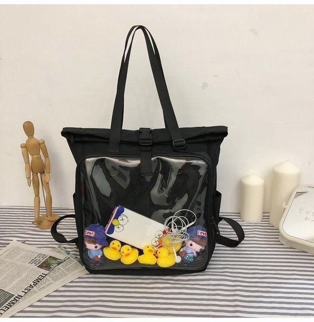 ショルダーバッグ 透明バッグ リュック 斜めがけ 3WAY 見せバッグ 通勤 通学 学生鞄 学生バッグ ブラック拍卖