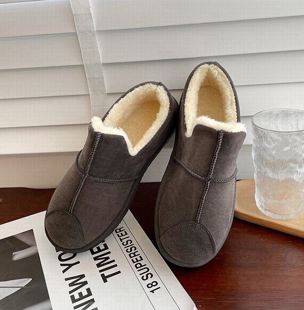 モカシン レディース ムートンシューズ 冬 ブラック フェイクムートン あったかい もこもこ 歩きやすい 裏起毛 防寒 グレー25.0cm拍卖