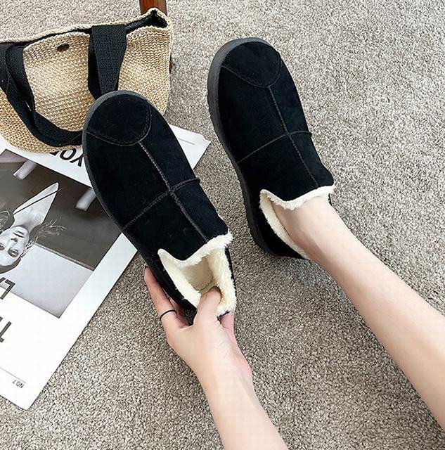 モカシン レディース ムートンシューズ 冬 ブラック フェイクムートン あったかい もこもこ 歩きやすい 裏起毛 防寒 ブラック23.0cm拍卖