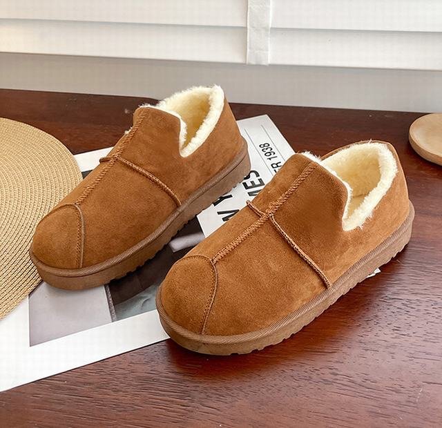 モカシン レディース ムートンシューズ 冬 ブラック フェイクムートン あったかい もこもこ 歩きやすい 裏起毛 防寒 ブラウン24.0cm拍卖