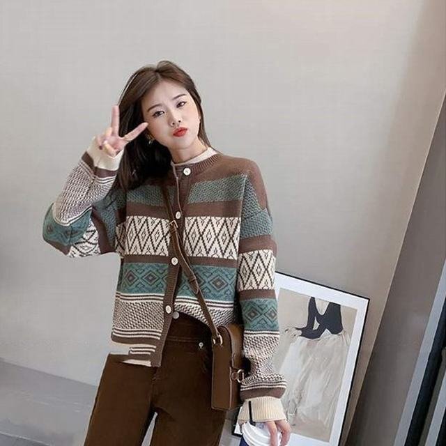ニットカーディガン セーター レディース 秋冬 上衣 アーズ カジュアル アウター 防寒 トップス フリー ブラウン拍卖