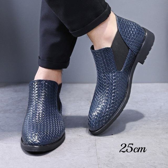 ビジネスシューズ メンズシューズ シューズ 靴 ロングノーズ 紳士靴 フォーマル サイドゴア 通勤靴 歩きやすい ブルー 25cm拍卖