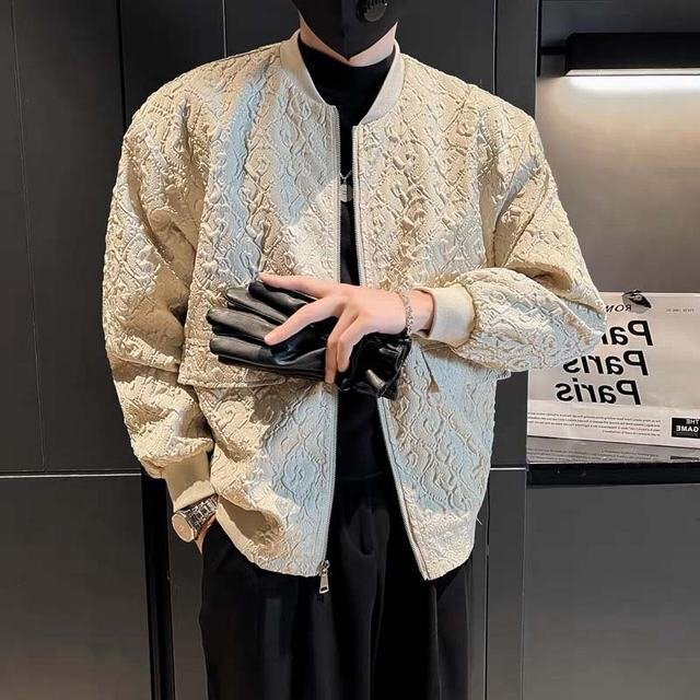 スイングトップ メンズジャケット アウター メンズ 春夏 秋 ブルゾン ウインドブレーカー カジュアル ベージュ 2XL拍卖