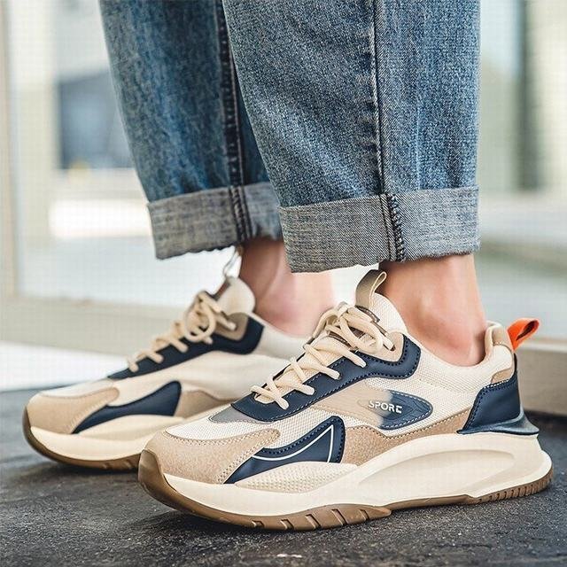 スニーカー ランニングシューズ メンズ メンズシューズ 運動靴 厚底 ゆったり 歩きやすい クッション 履き心地 ベージュ26cm拍卖