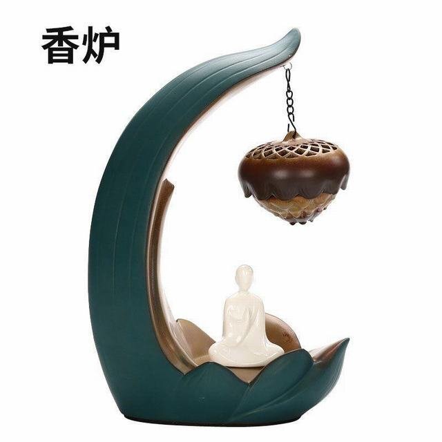 香炉 お香ギフト 渦巻き線香 アロマ 芳香 仏具 おしゃれ プレゼント 贈答用 陶器飾り 陶磁器の仏像 癒し香炉 セラミック 置物 陶芸 茶道拍卖