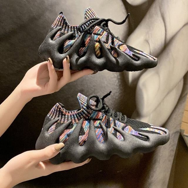 ランニングシューズ メンズ メッシュ 紐靴 ローカット アウトドア スポーツシューズ 防滑ソール カジュアル シンプル レインボー 25.5cm拍卖