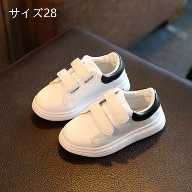 スニーカー スリッポン スケボーシューズ 子ども用 シューズ 男女兼用 PU革 ローカット撥水 幅広 四季兼用 ブラック 28拍卖