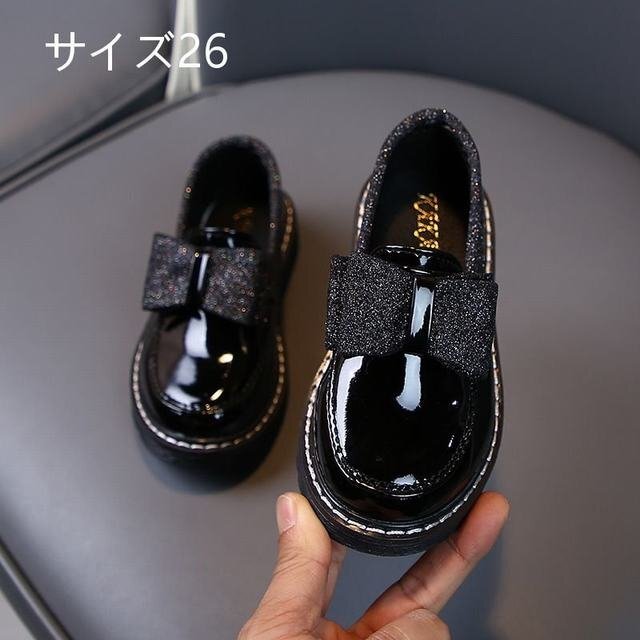 ローファー モカシン 子ども用 キッズ シューズ 女の子 男の子 PU革 撥水 防滑ソール 幅広 可愛い オシャレ ブラック 26拍卖