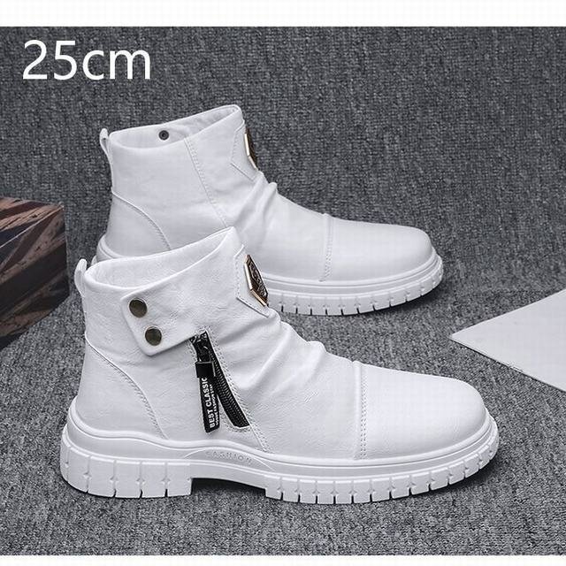 ショートブーツ メンズ メンズブーツ エンジニアブーツメンズシューズ ミドル丈 カジュアル レトロ ホワイト25cm拍卖