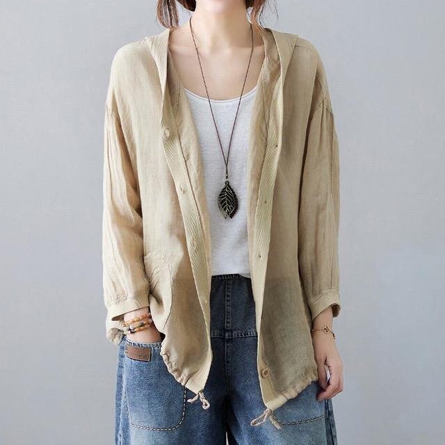 春服秋 カーディガン ラッシュガード レディース UVカットリネン 羽織り ライトアウター 紫外線対策A04 M拍卖